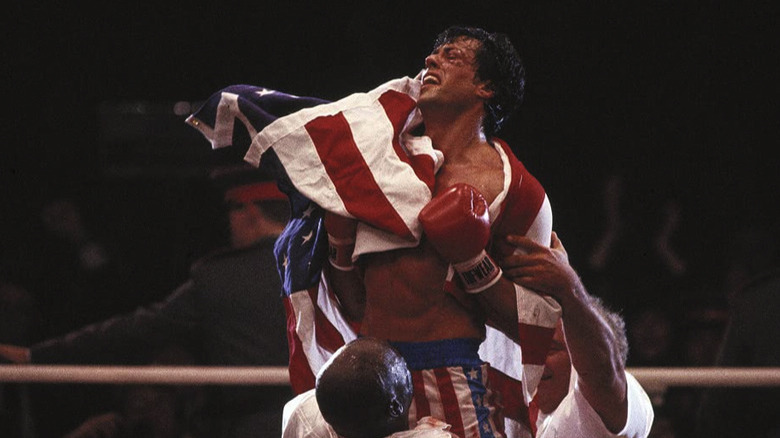 Rocky draped in the flag
