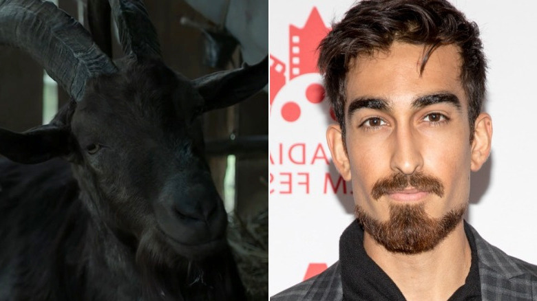 Daniel Malik and Black Phillip the Goat barn
