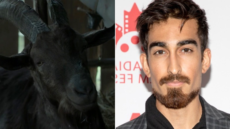 Daniel Malik and Black Phillip the Goat barn