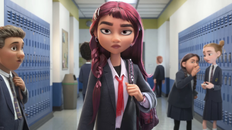 Billie walks down a hallway in school in Hexed