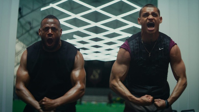 Marlon Wayans as Isaiah White yelling next to Tyriq Withers as Cameron Cade in Him