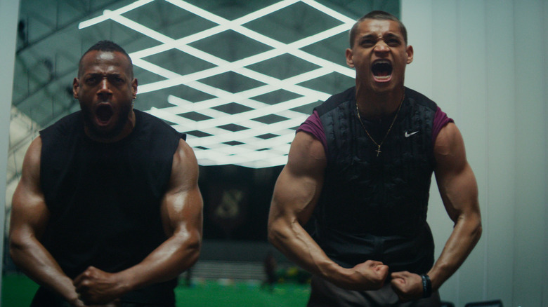 Isaiah and Cam scream while flexing in HIM