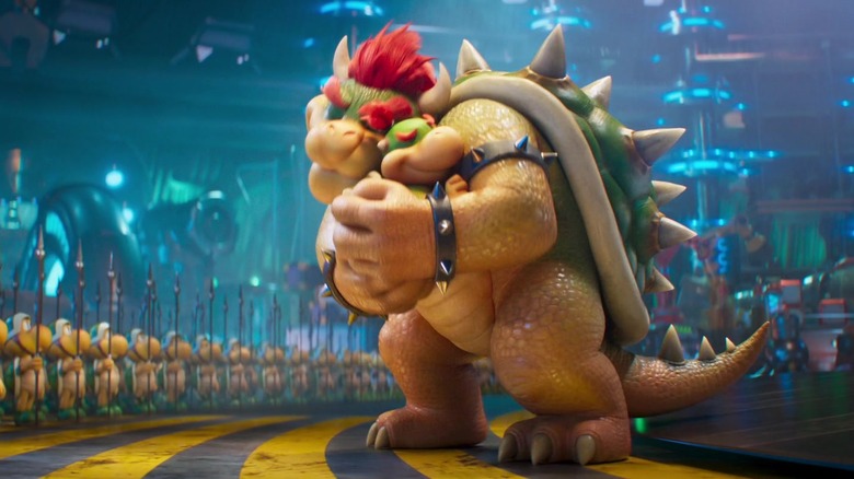 Bowser מחבק את Bowser Jr. בסרט סופר מריו גלקסי