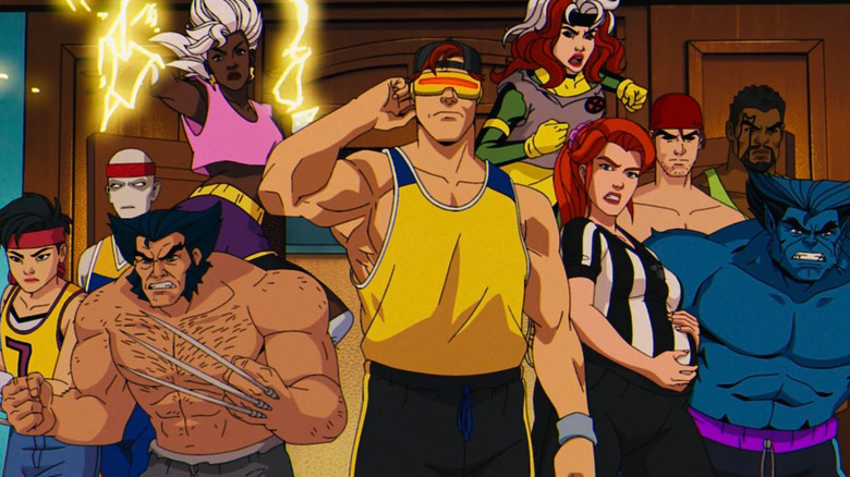 Ten of the X-Men in sporting outfits in X-Men '97