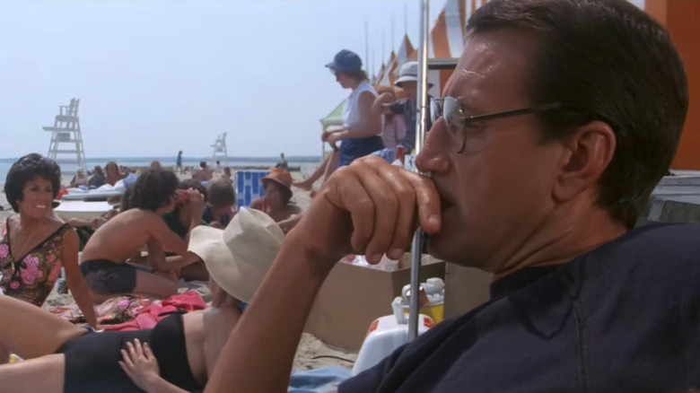 Roy Schieder as Chief Brody on the beach in Jaws