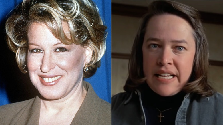 Split image of Bette Midler and Kathy Bates as Annie Wilkes
