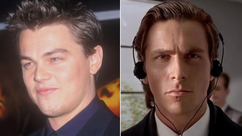 Split image of Leonardo Dicaprio and Christian  Bale as Patrick Bateman