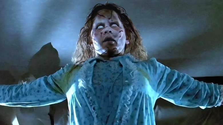 Linda Blair standing up in The Exorcist