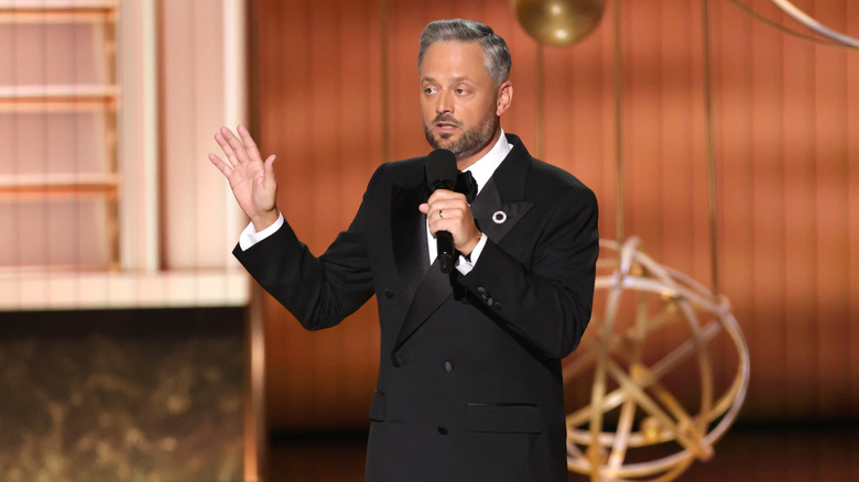 Nate Bargatze presumably telling a joke but maybe not during the Emmys telecast