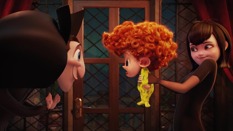 Adam Sandler, Asher Blinkoff, and Selena Gomez in Hotel Transylvania 2 