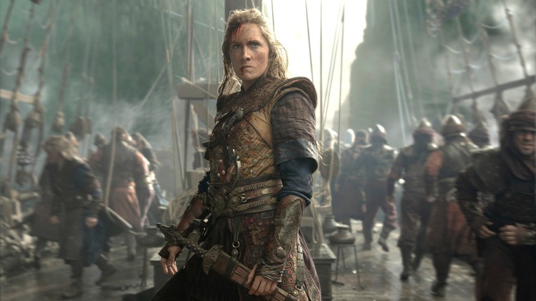 Abigail Thorn as Sharako Lohar standing on the bridge of a ship surrounded by soldiers in House of the Dragon
