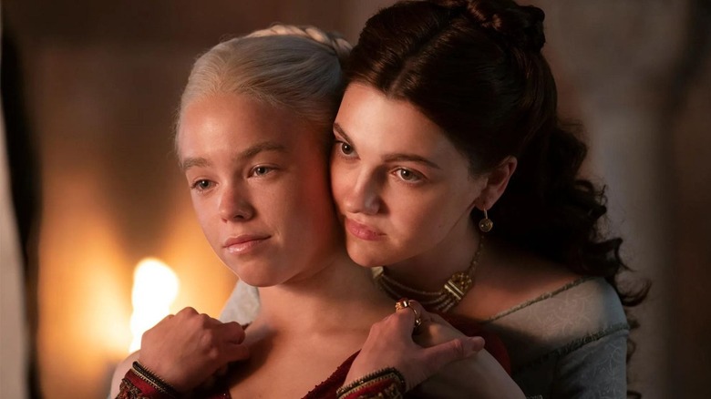 Milly Alcock and Emily Carey as Rhaenyra and Alicent in House of the Dragon