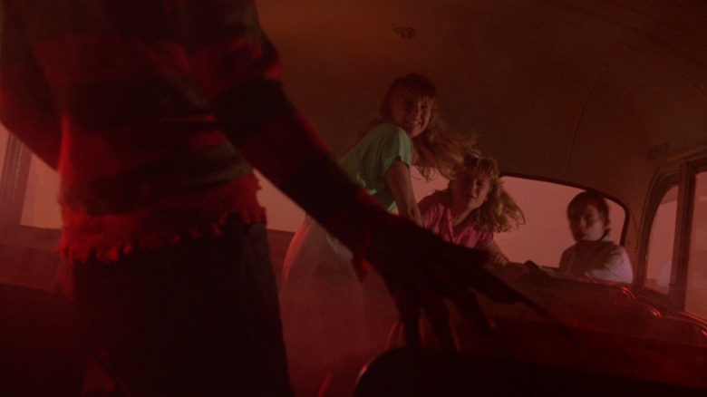 Freddy threatens Jesse and some classmates on a bus in A Nightmare on Elm Street 2: Freddy's Revenge