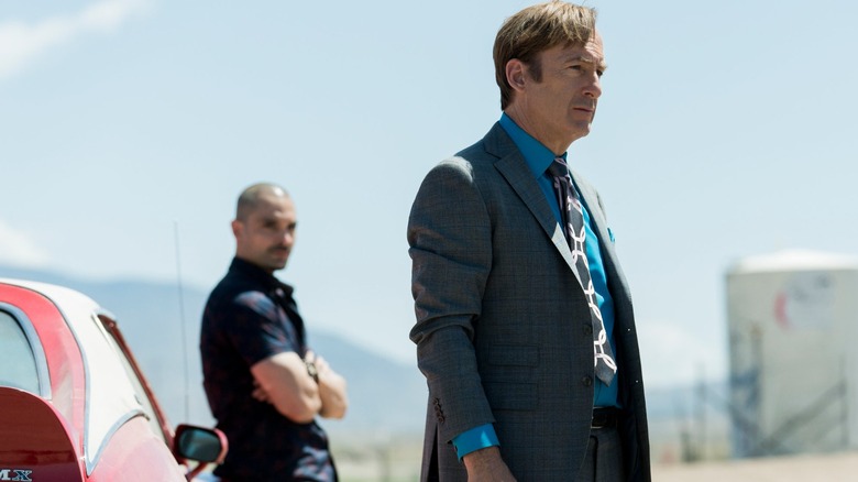 Bob Odenkirk as Jimmy and Michael Mando as Nacho in Better Call Saul