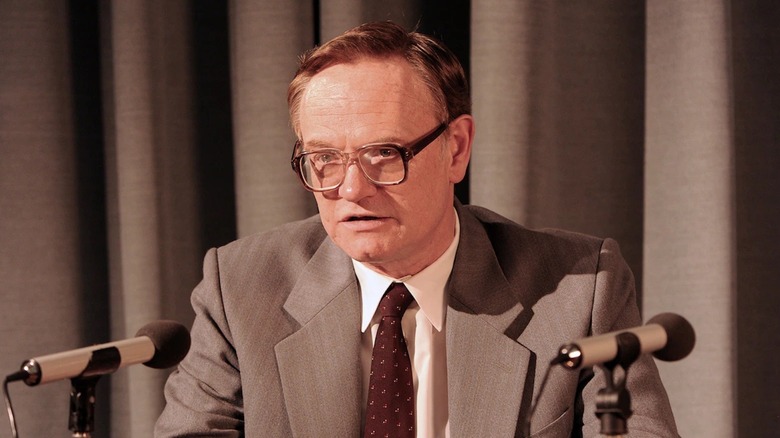 Jared Harris' Valery Legasov speaking in microphone on Chernobyl