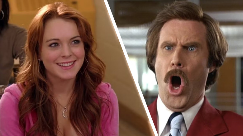 Kadi Heron smiles with intermediate girls and Ron Burgundy