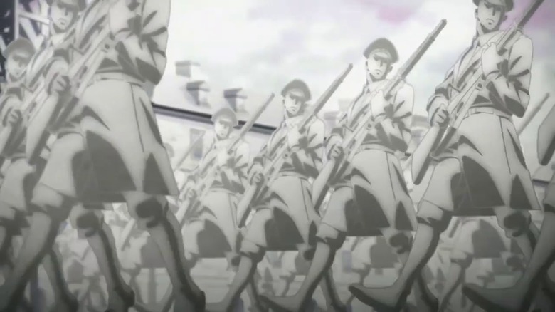 Attack on Titan My War soldiers marching in lockstep
