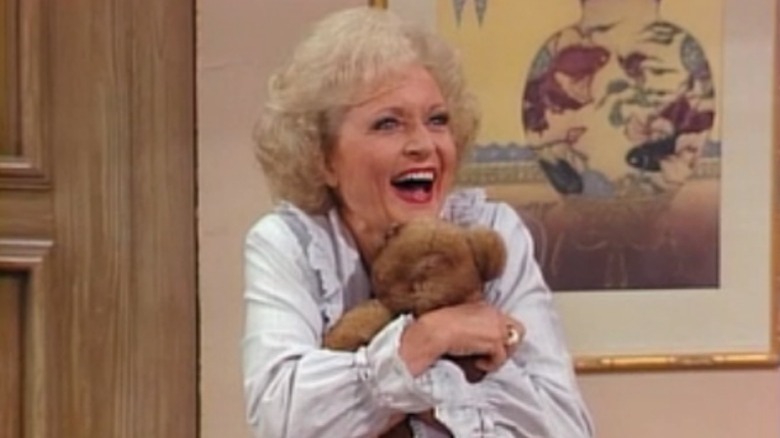 Rose Nylund with stuffed animal