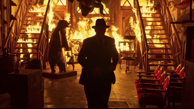 A burning building in Marlowe
