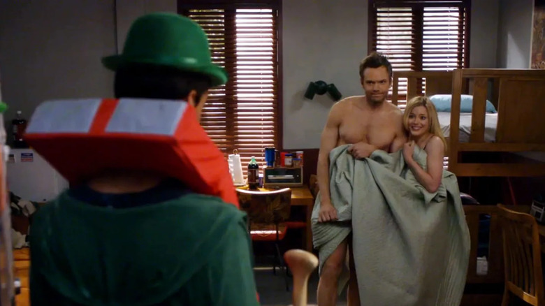Abed catches Jeff and Britta right after a hookup
