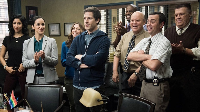 The squad crowds in on Brooklyn Nine-Nine