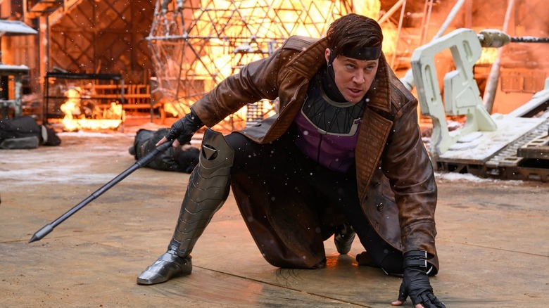 Gambit does the superhero landing pose in Deadpool & Wolverine
