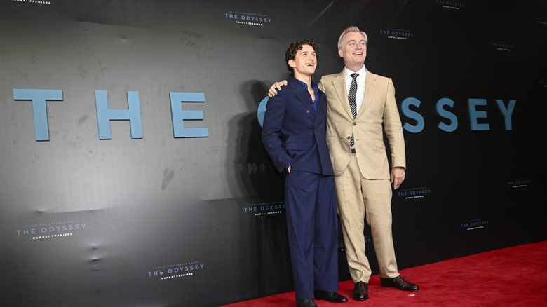 Tom Holland and Christopher Nolan on the red carpet for The Odyssey