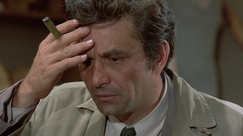 Columbo, looking confused, in an episode of Columbo.