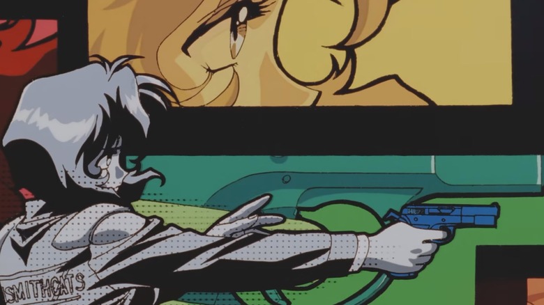 Gunsmith Cats woman pointing gun split screen