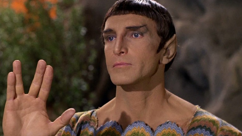 Surak giving the Vulcan salute on Star Trek