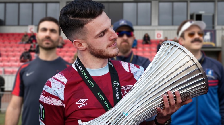 Declan Rice and the cast of Ted Lasso