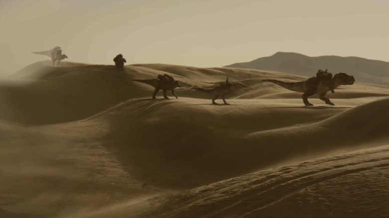 Dinosaurs roaming the plains in Dinosaurs of the Wild West