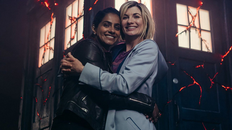Mandip Gill and Jodie Whittaker in a Doctor Who promotional photo