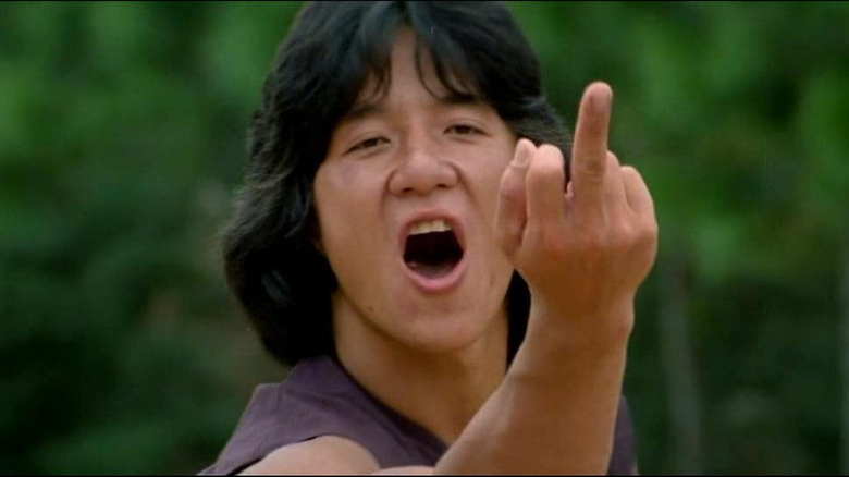 drunken master jackie chan gives middle finger