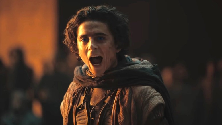 Paul Atreides yelling in a Fremen gathering