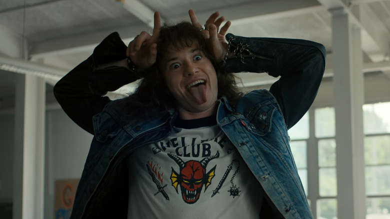 Eddie Munson sticking his tongue out in Stranger Things