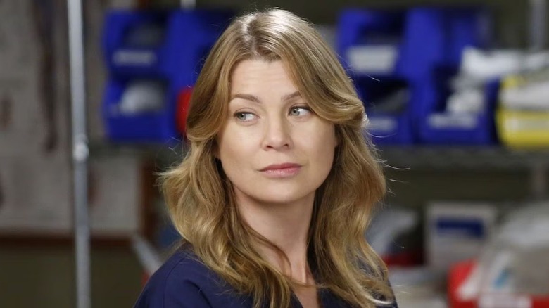 Meredith Grey diverting her eyes in Grey's Anatomy