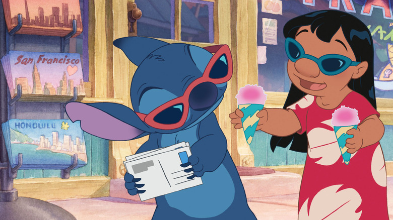 Lilo and Stitch sharing shaved ice