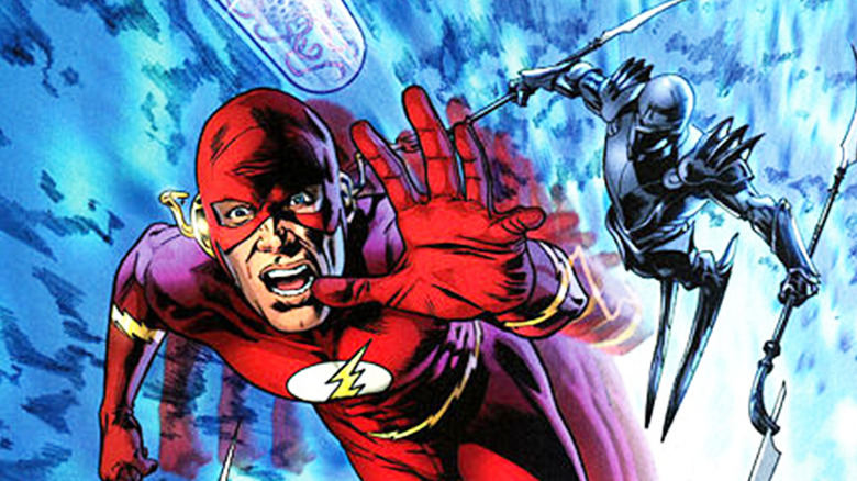 The Flash is seen outrunning the Black Racer in the Final Crisis storyline from DC comics