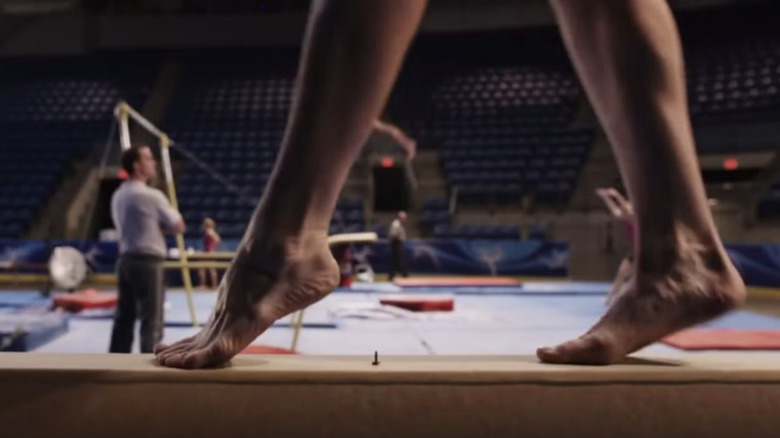 A gymnast about to step on a screw in Final Destination 5