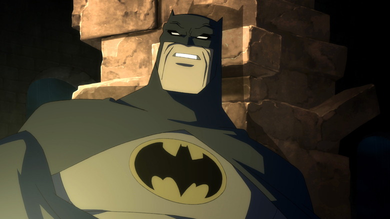 Close-up of Batman in Batman: The Dark Knight Returns (2012)