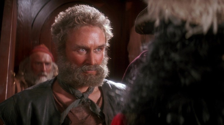 Glenn Close tries to keep her cool as a pirate being interrogated by Dustin Hoffman's Captain Hook in Hook