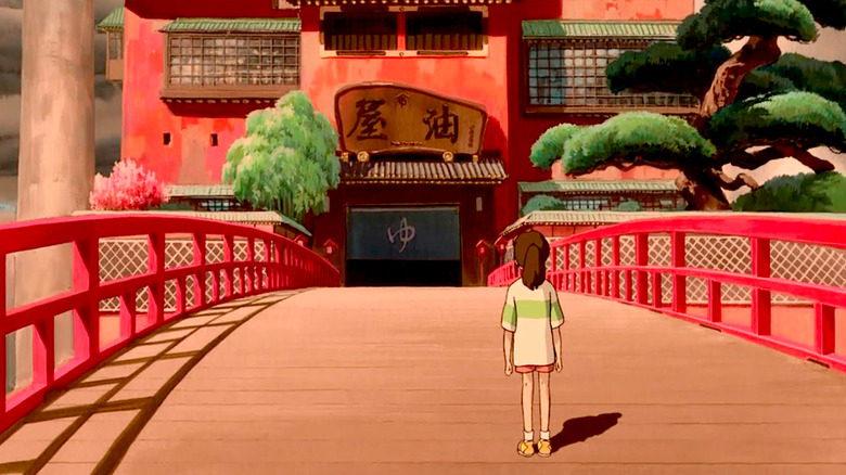 Chihiro Approaches the Bathhouse During the Day