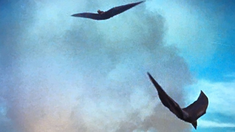 Both Rodans flying in the sky in Rodan (1956)