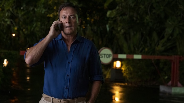 Timothy on the phone yelling on The White Lotus