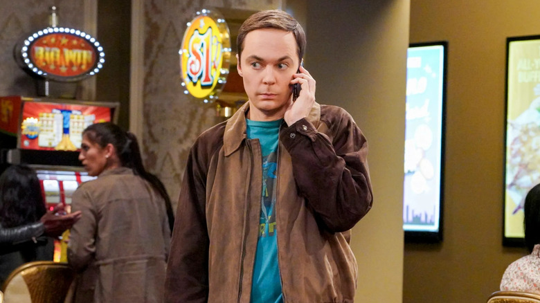 Sheldon on the phone at a casino on The Big Bang Theory