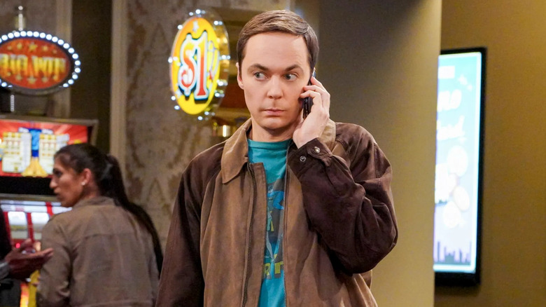 Sheldon on the phone at a casino on The Big Bang Theory