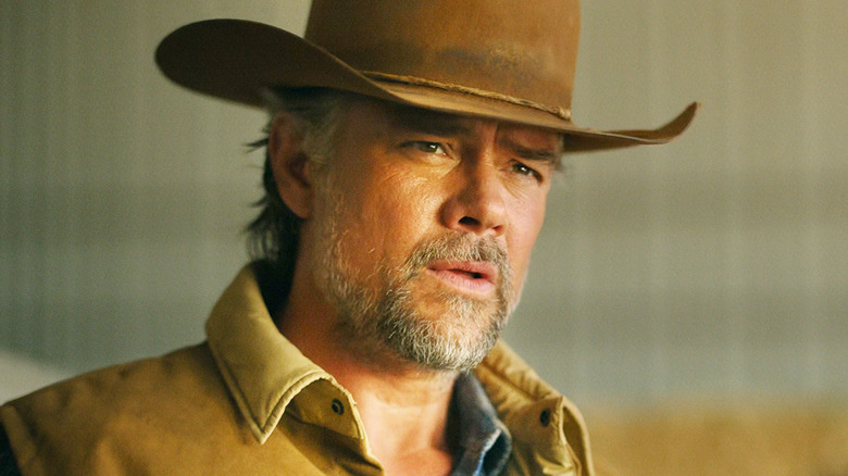 Josh Duhamel's Staten Kirkland is seen in closeup in Ransom Canyon