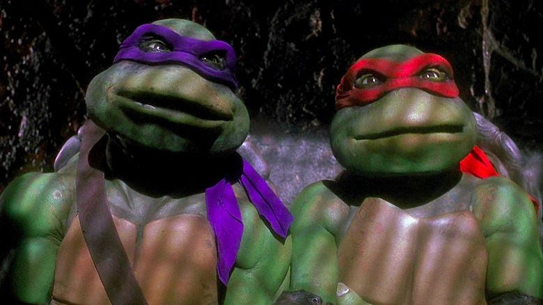 Leif Tilden and Josh Pais as Donatello and Raphael in Teenage Mutant Ninja Turtles