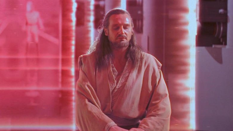 Star Wars: The Phantom Menace, Qui-Gon Jinn standing behind a red force field